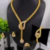Dubai 24K Gold Plated Gold Women Jewelry Sets Classic Design Necklace Earrings Charm Bracelet Ring Banquet Party Jewelry - Image 7