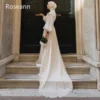 Customized Muslim Retro High Collar A-line Wedding Dresses Ruffle Satin Draped Pleat Ribbon Full Bride Dresses robe de mariée - Image 6