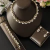 4pcs women's jewelry set with pearl rhinestone necklace, earrings, bracelets, bride's wedding accessories - Image 2