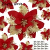 Blue Glitter Christmas Flower 2024 Xmas Tree Artifical Flower Ornaments Merry Christmas DIY Decoration Home Happy New Year Party - Image 9
