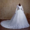 Y&M V Neck Full Sleeve Customized Plus Size Vestido De Noiva 2025 Wedding Dress Long Train or Floor Appliqe Bridal Tulle Mariage - Image 3
