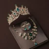 Luxury Silver Color Crystal Water Drop Bridal Jewelry Sets Rhinestone Tiaras Crown Necklace Earrings Wedding Dubai Jewelry Set - Image 9