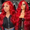 99J Burgundy Colored 13X4 Hd Lace Frontal Wig Body Wave Curly Human Hair Wig Brazilian Hot CherryRed Lace Front Wigs Pre Plucked - Image 8