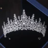 Luxury Silver Color Crystal Water Drop Bridal Jewelry Sets Rhinestone Tiaras Crown Necklace Earrings Wedding Dubai Jewelry Set - Image 2