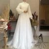 Customized Wedding Dresses High Neck Lace Applique Marriage Bridal Gown Moroccan Full Sleeves Lady Formal Outfits White Ivory - Image 5