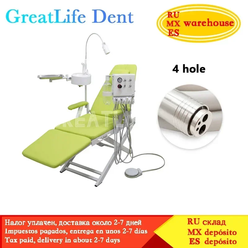 New Original Dental Folding Chair with Led Lamp and Portable Air Turbine Unit and Water Flushing Dental Portable Chair Set - Image 7