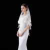 Wholesale White Ivory Short Wedding veils Lace Appliques Two Layers Bride Bridal veil 2025 - Image 5