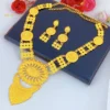 Bridal Indian Necklace Sets 24K Gold Plated Long Pendant For Women Nigeria African Dubai Wedding Earring Jewelry Set Party Gift - Image 3