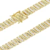 2025 New Gold Color Herringbone Snake Chain Bracelet Necklace 10mm CZ Stones Choker Hop Hip Rapper Fashion Women Jewelry Set - Image 2