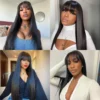 34 Inch 3X1 Middle Part Lace Wig Straight Human Hair Wigs With Bangs Brazilian Full Machine Made 100% Human Hair Wigs For Women - Image 2