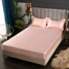 New Satin Fitted Sheet European Style Rayon Mattress Cover Elastic Band Bed Sheet King 140x200 160x200 No Pillowcase Beddings - Image 15