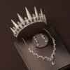 Luxury Silver Color Crystal Water Drop Bridal Jewelry Sets Rhinestone Tiaras Crown Necklace Earrings Wedding Dubai Jewelry Set - Image 19