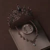 Luxury Silver Color Crystal Water Drop Bridal Jewelry Sets Rhinestone Tiaras Crown Necklace Earrings Wedding Dubai Jewelry Set - Image 17