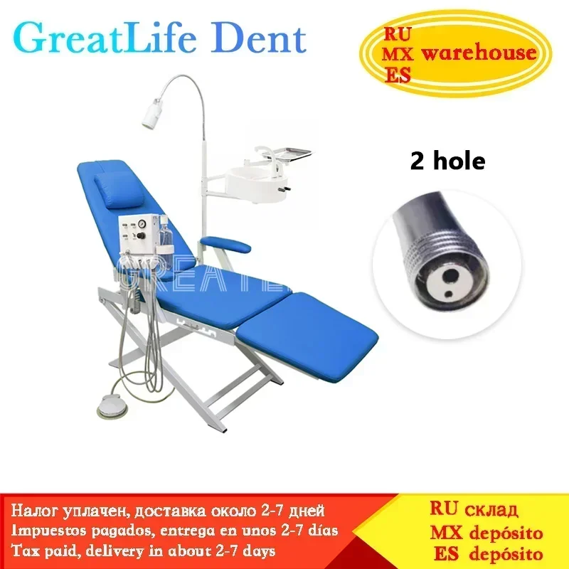 New Original Dental Folding Chair with Led Lamp and Portable Air Turbine Unit and Water Flushing Dental Portable Chair Set - Image 10