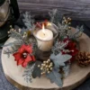Christmas Candlestick Wreath Artificial Flowers Candle Ring Xmas New Year Table Decoration Candle Holder Garland - Image 10