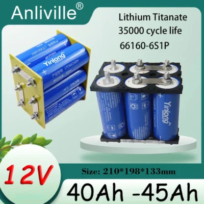 LTO Battery 12V 40Ah/45Ah Lithium Fast Charging Cycle Lifespan for Car Solar System Starter Audio RV EV 66160 6S1P 13.8V