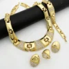 Dubai Gold Color Jewelry Set For Women Quality 18K Gold Plated Fashion Set Jewelry Necklace Earrings Ring Bracelet Free Shipping - Image 3