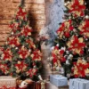 Blue Glitter Christmas Flower 2024 Xmas Tree Artifical Flower Ornaments Merry Christmas DIY Decoration Home Happy New Year Party - Image 2