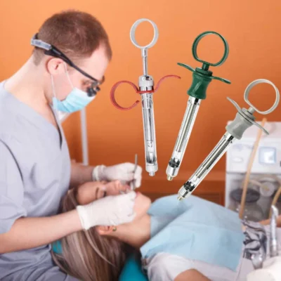 Dental Stainless Steel Syringe Dentistry Surgical Instrument With Head Can Be Pulled Teeth Care Dental Anesthesia Aspirating