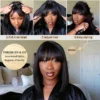 Short Bob 3x1 Lace Scalp Wigs With Bangs 180% Density Short Straight Fringe Wigs For Black Women Brazilian Remy Human Hair - Image 5