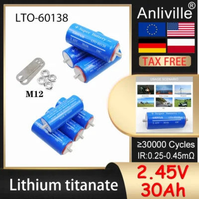 1-36PCS New 2.45V 30Ah LTO-60138 Lithium titanate battery Grade A 10C Cells DIY 12v 24v Car starter Speaker Solar Light RV EV