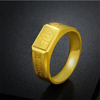 Real Gold Open Ring for Mens Bro Father Living Simple Hand Ornament Plate Gold No Fade Jewelry Gifts