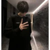 American Street Long sleeve Print T-shirt Men Autumn 2025 New 100% Cotton Letter Print T-shirt Casual Loose Y2k Top men clothing - Image 4