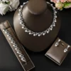 4pcs women's jewelry set with pearl rhinestone necklace, earrings, bracelets, bride's wedding accessories - Image 4