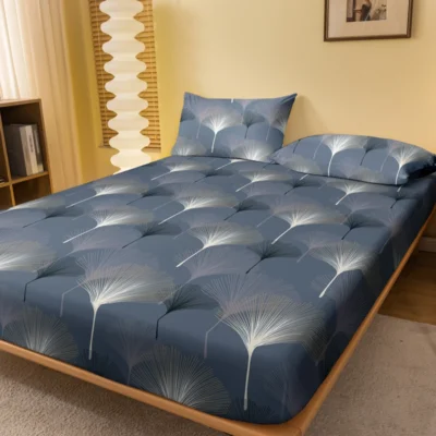 1 Simple modern Fan shaped Geometry printed matte Fitted Sheet, bedroom printed bed cover, bedding (excluding pillowcases)
