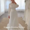 Eightale Arabic Wedding Dress Customized O-Neck A-Line White Ivory Simple  Long Sleeves Bridal Gown Vestido De Noiva - Image 6