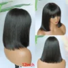 Short Straight Bob Lace Wig With Bangs Human Hair Vietnamese Raw Hair Realistic Lace Scalp Fringe Middle Part Bob Lace Wigs #1B - Image 4