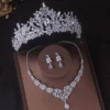 Luxury Silver Color Crystal Water Drop Bridal Jewelry Sets Rhinestone Tiaras Crown Necklace Earrings Wedding Dubai Jewelry Set - Image 32