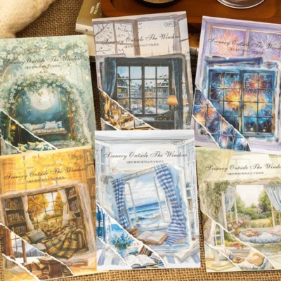 2Style 30Sheets/book Window View Theme Large Size Theme Stickers DIY Handbook Scrapbook Photo Frame Notebook Material Decoration