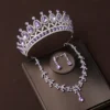 Luxury Silver Color Crystal Water Drop Bridal Jewelry Sets Rhinestone Tiaras Crown Necklace Earrings Wedding Dubai Jewelry Set - Image 8