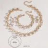 4pcs women's jewelry set with pearl rhinestone necklace, earrings, bracelets, bride's wedding accessories - Image 6