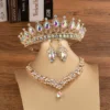Luxury Silver Color Crystal Water Drop Bridal Jewelry Sets Rhinestone Tiaras Crown Necklace Earrings Wedding Dubai Jewelry Set - Image 11