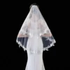 Wholesale White Ivory Short Wedding veils Lace Appliques Two Layers Bride Bridal veil 2025 - Image 7