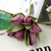 6Pcs Silk Tulip Bouquet Powder Vase for Home Party Festive Decoration Diy Wedding Decorative Wreath Christmas Artificial Flowers - Image 17