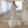Eightale Arabic Wedding Dress Customized O-Neck A-Line White Ivory Simple  Long Sleeves Bridal Gown Vestido De Noiva - Image 2