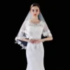 Wholesale White Ivory Short Wedding veils Lace Appliques Two Layers Bride Bridal veil 2025 - Image 3