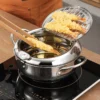 1pc Stainless Steel Oil Pan Household Thermometer With Cover Tempura Oil Fryer Small Oil Saving French Fries Frying Pan - Image 4