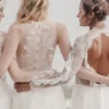 LORIE High Collar Shiny Wedding Dresses Pleated Lace Beach Bridal Gown Detachable Train Ruffle Shoulder Customized Bride Dress - Image 14