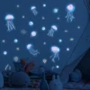 Blue Luminous Jellyfish Family Wall Stickers Home Decoration Wall Decor Home Accessories Wallpaper Kids living Room Decoration - Image 3