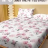 1 Simple modern Plant Flower printed matte Fitted Sheet, bedroom printed bed cover, bedding (excluding pillowcases) - Image 2