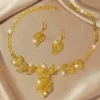 Luxury 9999 24k Real Gold Versatile Luxury Hollow Maple Leaf Necklace Earrings Wedding Bride - Image 3