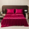 Washable Ice Silk Mattress Protector Dustproof Sheet Bedding Bed Linen Luxury Silky Champagne Flat Sheet (Without pillowcase) - Image 5