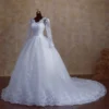 Y&M V Neck Full Sleeve Customized Plus Size Vestido De Noiva 2025 Wedding Dress Long Train or Floor Appliqe Bridal Tulle Mariage - Image 4