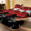 1 Simple modern Plant Flower Butterfly printed matte Fitted Sheet, bedroom printed bed cover, bedding (excluding pillowcases) - Image 2