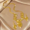 High - End 9999 24K Real Gold Fashionable Luxury Hollow Maple Leaf Necklace & Earring Set for Brides - Image 2
