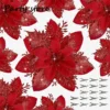 Blue Glitter Christmas Flower 2024 Xmas Tree Artifical Flower Ornaments Merry Christmas DIY Decoration Home Happy New Year Party - Image 8